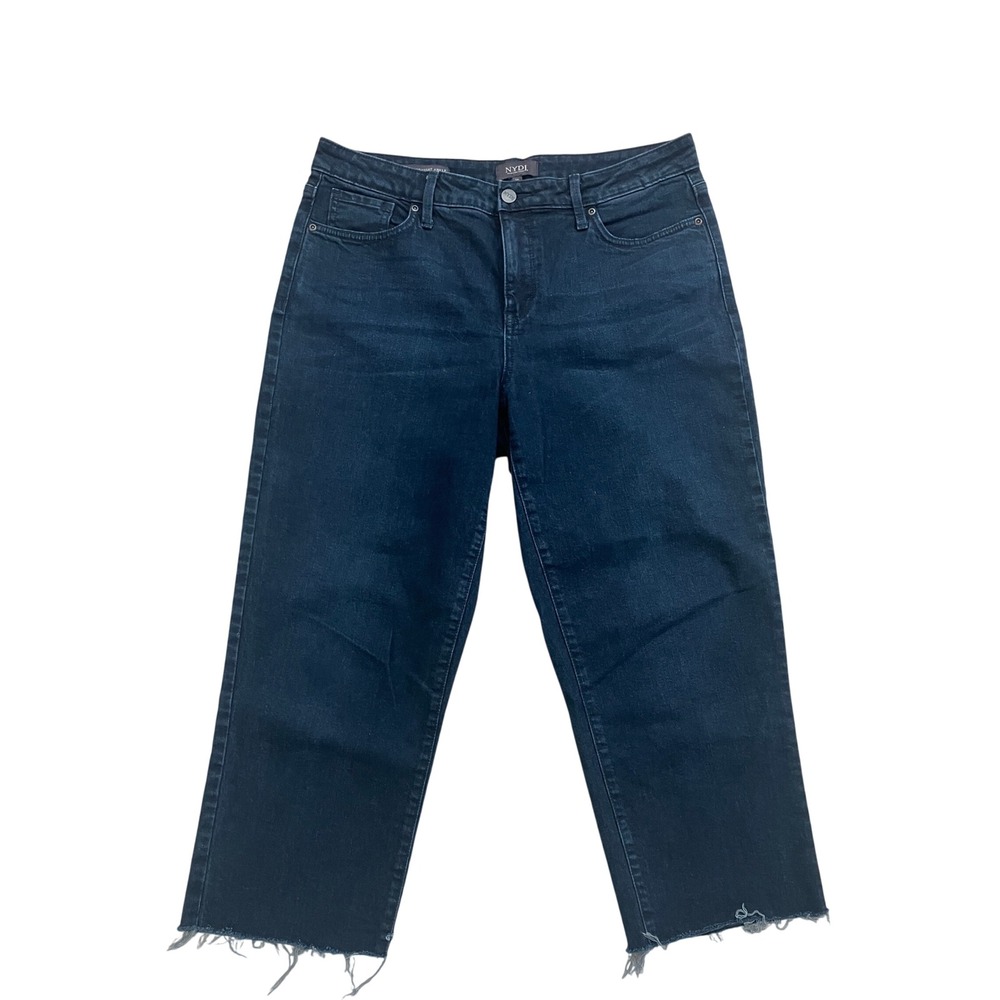 NYDJ Minimalist Jenna Straight Ankle Jeans Women Size 10 Dark Wash Quiet Luxury
